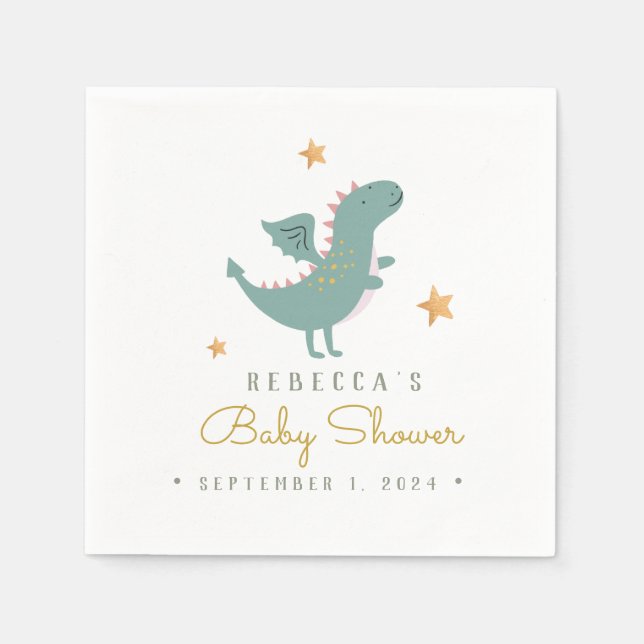 Fairytale Cute Dragon Baby Shower Pappersservett (Framsidan)