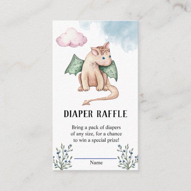 Fairytale Dragon Baby Shower Diaper Raffle Tilläggskort (Framsida)