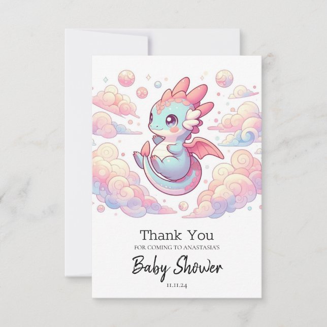 Fairytale Dragon Baby Shower Tack Kort (Framsida)