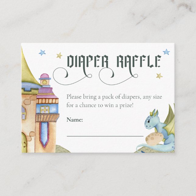 Fairytale Dragon Diaper Raffle Baby Shower Tilläggskort (Framsida)