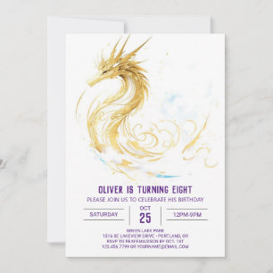 Fairytale Dragon Party Birthday Inbjudningar