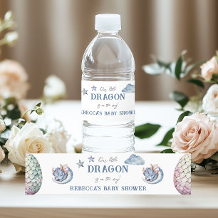 Fairytale Dreamy Dragon Baby Shower Vattenflaskor Etikett