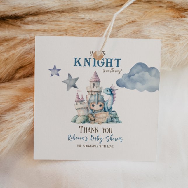 Fairytale Dreamy Dragon Blue Knight Baby Shower Gåvor Etiketter (Skapare uppladdad)
