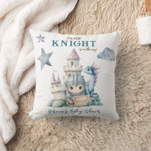 Fairytale Dreamy Dragon Blue Knight Baby Shower Kudde