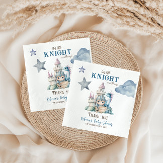 Fairytale Dreamy Dragon Blue Knight Baby Shower Pappersservett