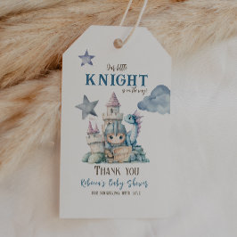 Fairytale Dreamy Dragon Blue Knight Baby Shower Presentetikett