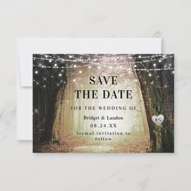 Fairytale Enchanted Forest Golden Save Date Spara Datumet (Framsida)