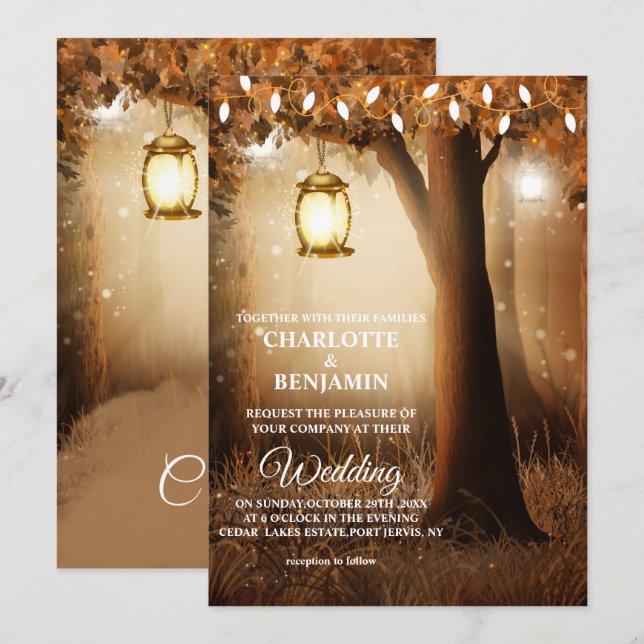 Fairytale Enchanted Forest Wedding bjudande Inbjudningar (Fram/baksida)
