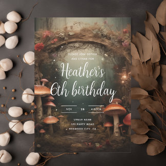 Fairytale Enchanted Mushroom Forest Birthday Inbjudningar