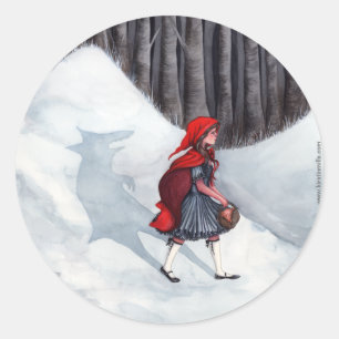 Fairytale Fantasy Art Sticker - Varg inom Runt Klistermärke