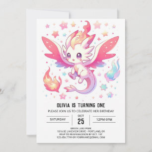 Fairytale Fiery Dragon 1:a födelsedagen Inbjudningar