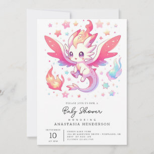 Fairytale Fiery Dragon Baby Shower Inbjudningar