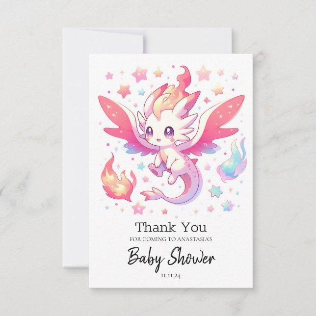 Fairytale Fiery Dragon Baby Shower Tack Kort (Framsida)