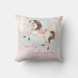 Fairytale flicka Pony rosa ballonger stjärnor Kudde
