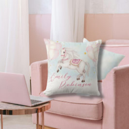 Fairytale flicka Pony rosa ballonger stjärnor Kudde