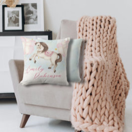 Fairytale flicka Pony rosa ballonger stjärnor Kudde