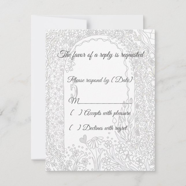 Fairytale Floral Garden Arch Wedding RSVP Card OSA Kort (Framsida)