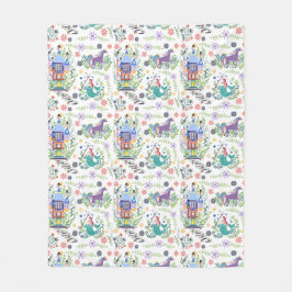 Fairytale Folk Art Throw Blanket Fleecefilt