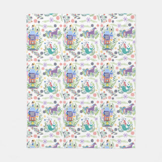 Fairytale Folk Art Throw Blanket Fleecefilt