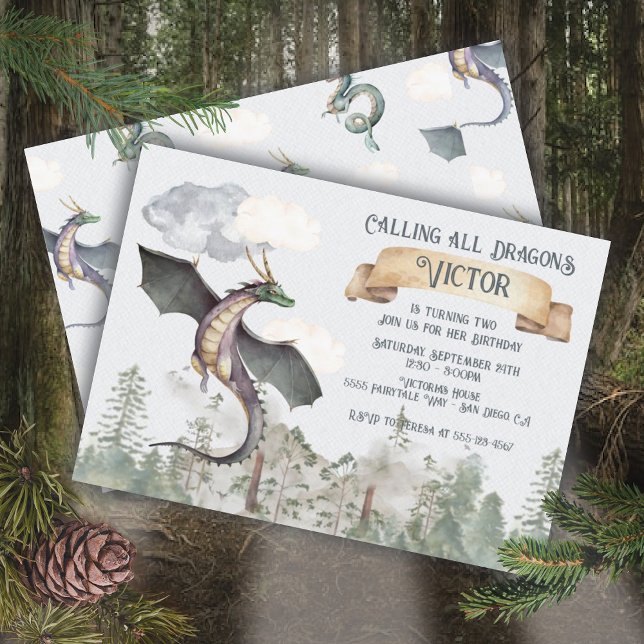 Fairytale Forest Dragon Birthday Inbjudningar (Skapare uppladdad)