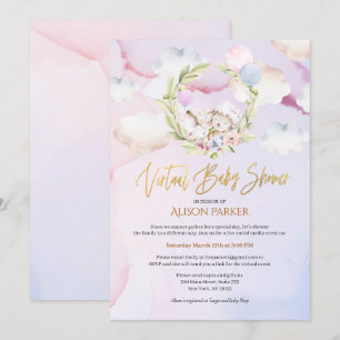 Fairytale Forest Rabbit Rosa Virtuella babyskor Inbjudningar