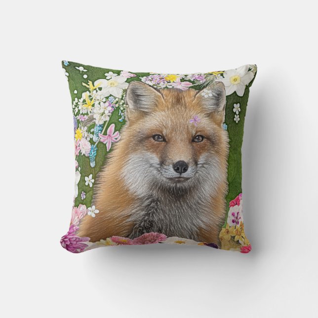 Fairytale Fox i Fält i Flowers Kudde (Framsida)