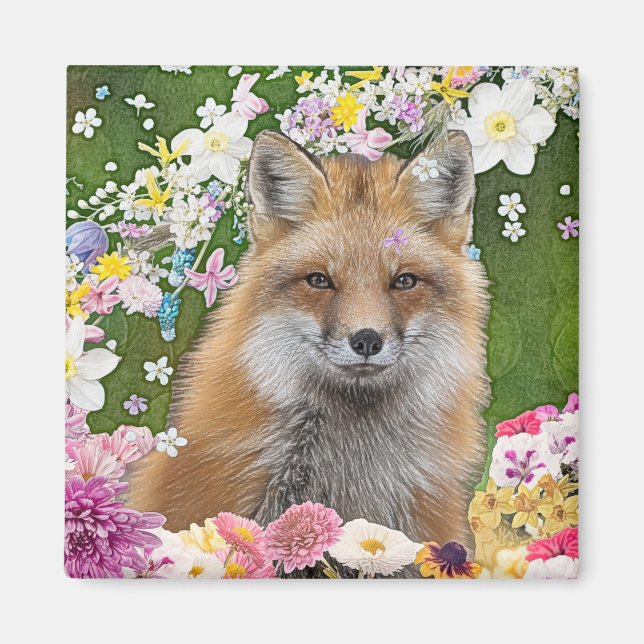 Fairytale Fox i Fält i Flowers Magnet (Framsidan)