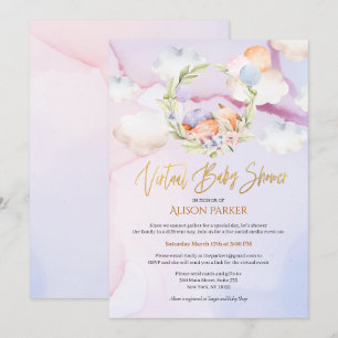 Fairytale Fox Rosa Himlar Dream Virtuella babysk Inbjudningar