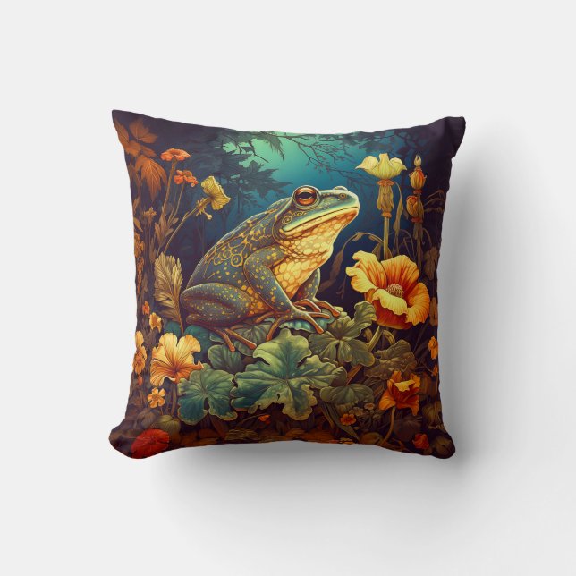 Fairytale Frog Pillow William Morris Inspired Kudde (Framsida)