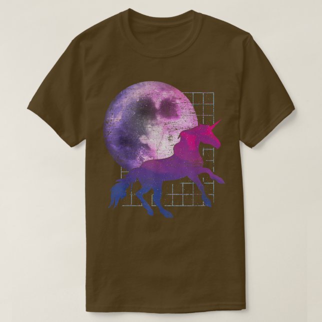Fairytale Full Moon Magic Animal Fantasy Vaporwa T Shirt (Design framsida)