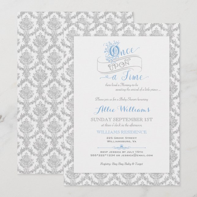Fairytale Gång på en Time Prince Baby Shower Inbjudningar (Fram/baksida)