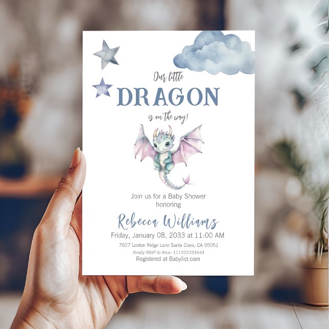 Fairytale Gender Neutral Cute Dragon Baby Shower Inbjudningar (Skapare uppladdad)