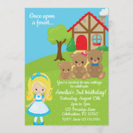 Fairytale Goldilocks och Bears Girls Birthday Inbjudningar