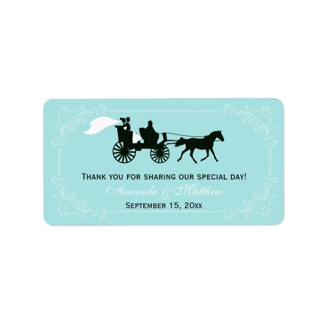 Fairytale Horse and Carriage WedFavor Labels Adressetikett (Framsidan)