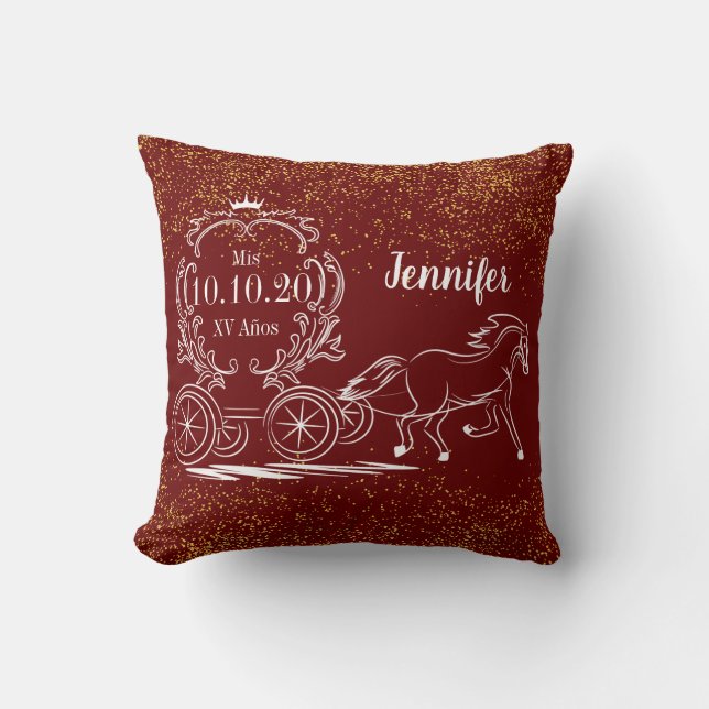 Fairytale Horse & Carriage Mis XV 16-tums Pillow Kudde (Framsida)