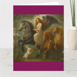 Fairytale Horses and Angel Folded Greeting Card Kort