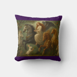 Fairytale Horses and Angel Throw Pillow Kudde