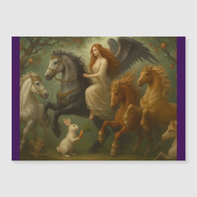 Fairytale Horses and Angels Magnetic Card (Framsida)