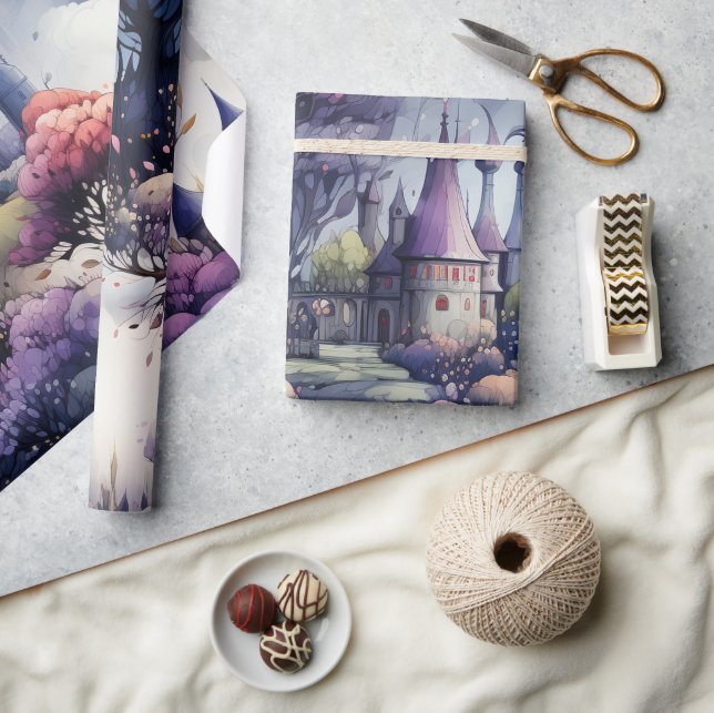 Fairytale in Fairyland Mörk blått Lila and Grönt Presentpapper (Hantverk)