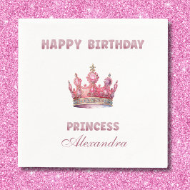Fairytale Krona Rosa Girl Girl Birthday Pappersservett