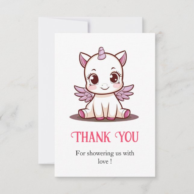 Fairytale Loely Unicorn Baby Shower Tack Kort (Framsida)