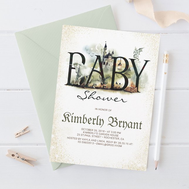 Fairytale Magic och Enchanted Story Baby Shower Inbjudningar (Skapare uppladdad)