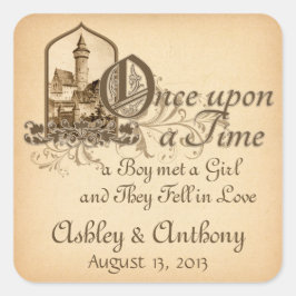 Fairytale Medieval Castle Gång på Bröllop säl Fyrkantigt Klistermärke