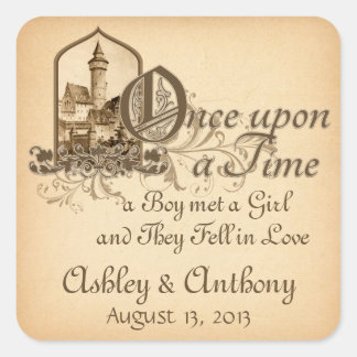 Fairytale Medieval Castle Gång på Bröllop säl Fyrkantigt Klistermärke