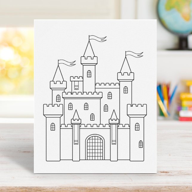 Fairytale Medieval Royal Castle Coloring Page Poster (Skapare uppladdad)