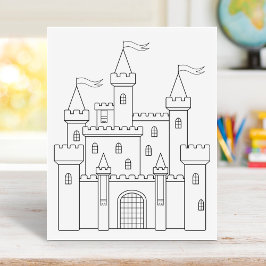 Fairytale Medieval Royal Castle Coloring Page Stämpel