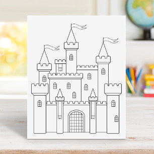 Fairytale Medieval Royal Castle Coloring Page Stämpel