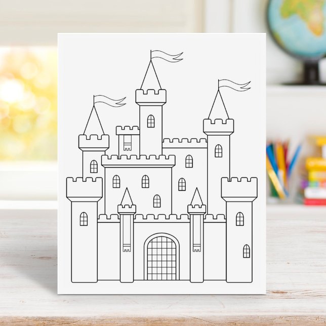 Fairytale Medieval Royal Castle Coloring Page Stämpel (Skapare uppladdad)
