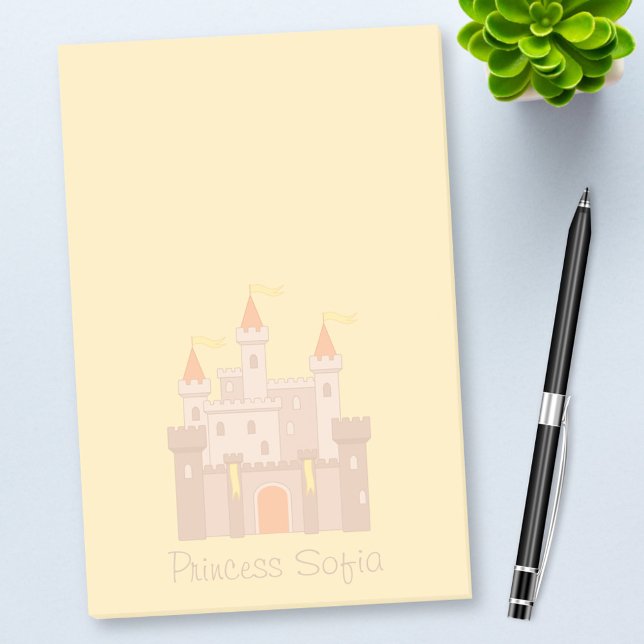 Fairytale Medieval Royal Princess Castle on Gult Post-it Block (Skapare uppladdad)