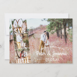 Fairytale Modern 5 Photo Save Date Bröllop Inv Inbjudningar